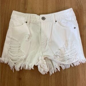 High waisted White Distressed cutoff summer Jean Shorts